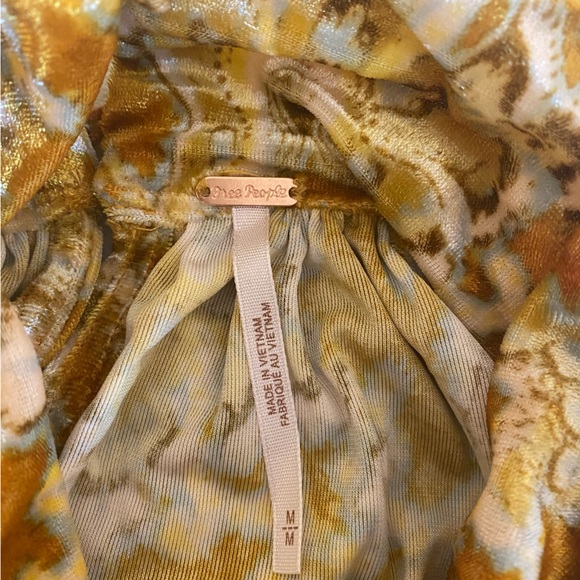 NWT Free People High Neck Tapestry Print Velvet Top with Button Back Neck - Picture 11 of 12